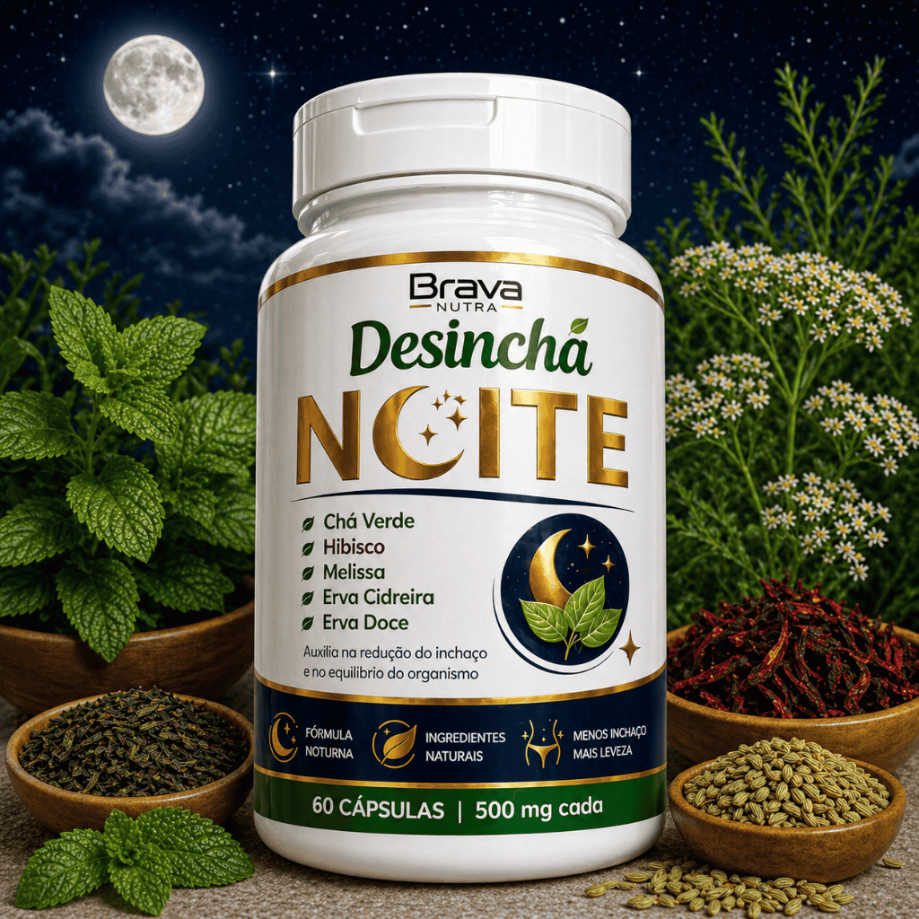 Desinchá Noite | 60 Cápsulas 500mg Brava Nutra | Fórmula Natural Noturna | Envio Imediato