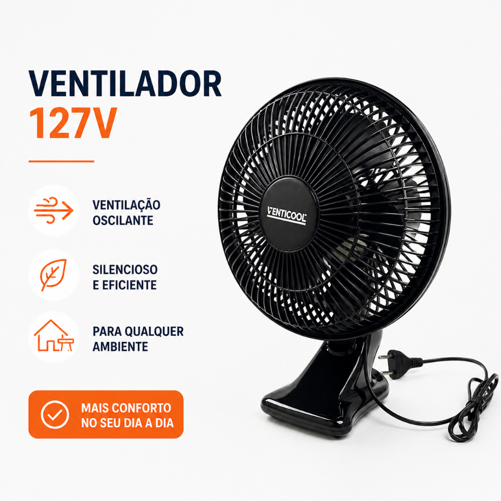 🔝 Ventilador de Mesa Portátil 127V com Oscilação Silencioso Compacto Sortido