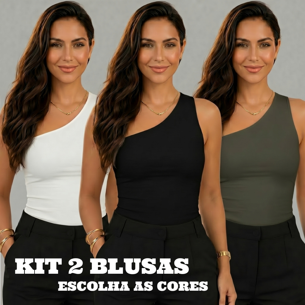 Kit 2 Blusa Feminina Suplex Mula Manca com Forro Moda Blogueira Básica Estilo e Conforto Casual