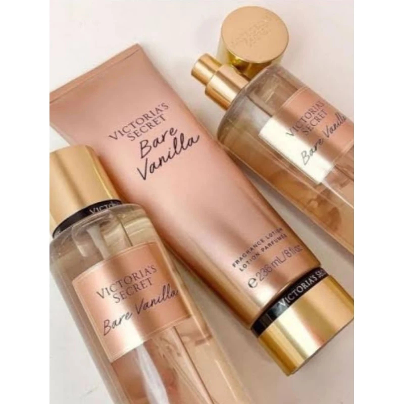Kit Bare Vanilla Body Splash + Hidratante Feminino Doce Marcante Longa Duração Perfume Intenso