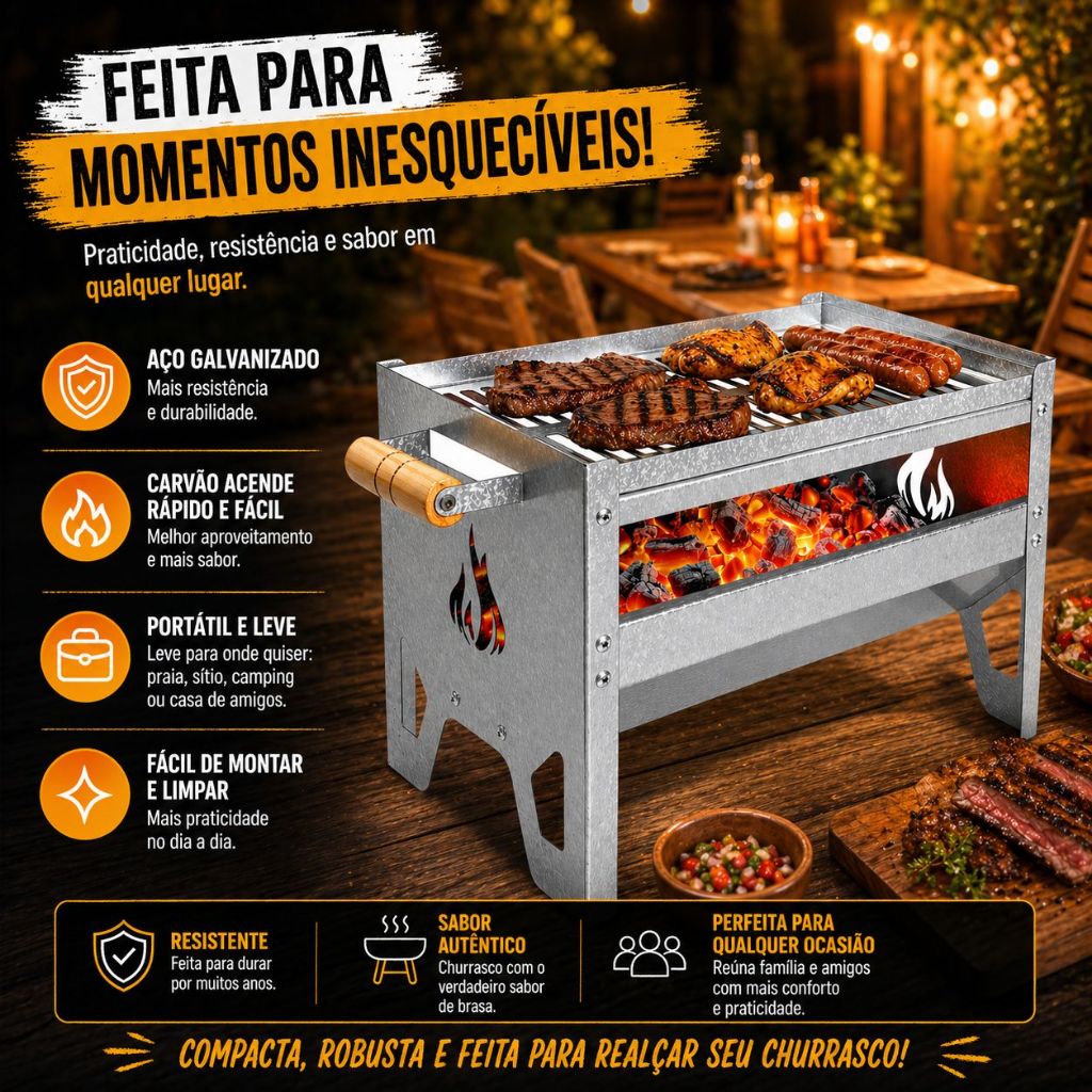 churrasqueira pequena portátil