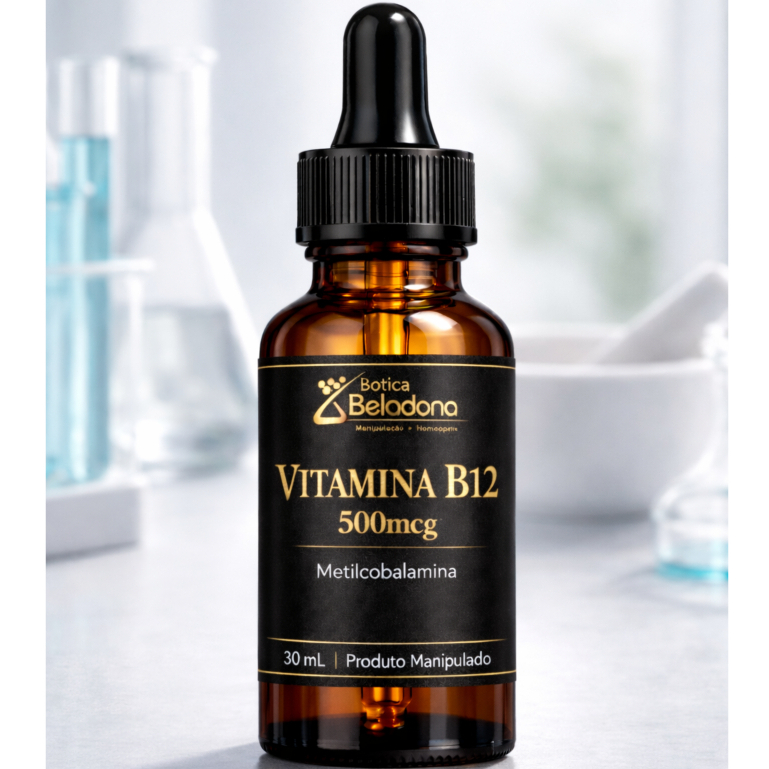 Vitamina B12 500mcg Metilcobalamina Líquida 30mL | Alta Absorção | Energia Vitalidade Imunidade