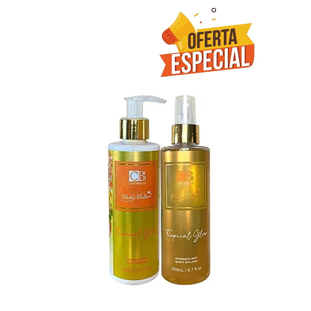 Kit Tropical Glow - Loção Hidratante E Body Splash Iluminador Tropical Glow- 200 ML- cada- Cbb Cosmeticos