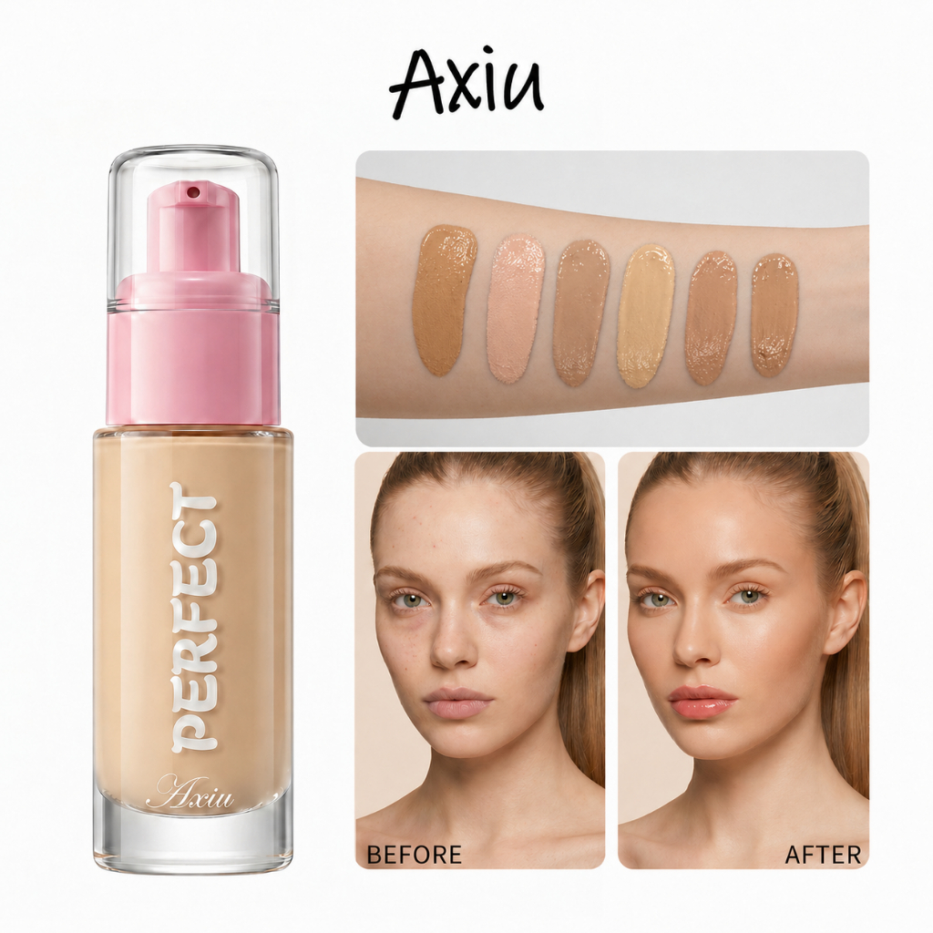 🌸Axiu-2🌸Base líquida Hidratante  Para pele seca Longa duração Leve Sem imperfeições Alta aderência
