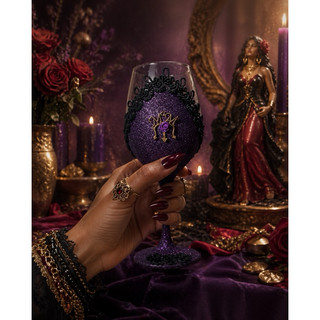 taça luxo Maria Mulambo, Taça decorada, Glitter, Taça Pombogira, Taça pombagira, taça roxa Umbanda, Candomblé