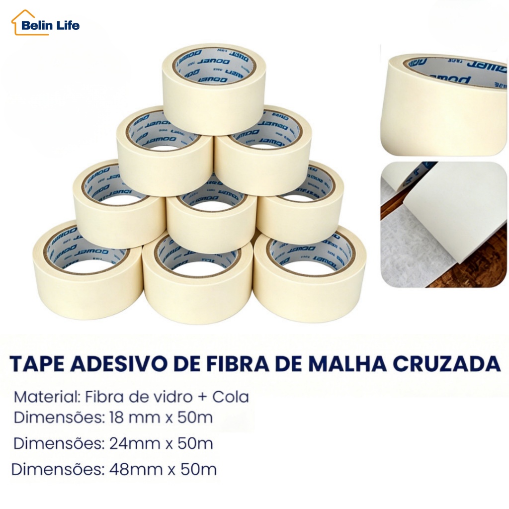 Kit 10 Fita Crepe Profissional 50 Metros Para Pintura Não Deixa Cola