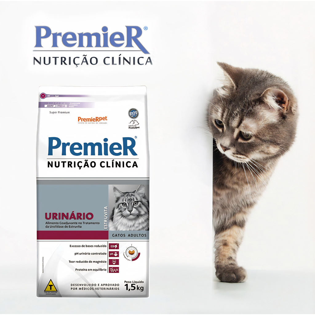 Ração Premier Nutrição Clínica Urinário Gatos Adultos 1,5kg