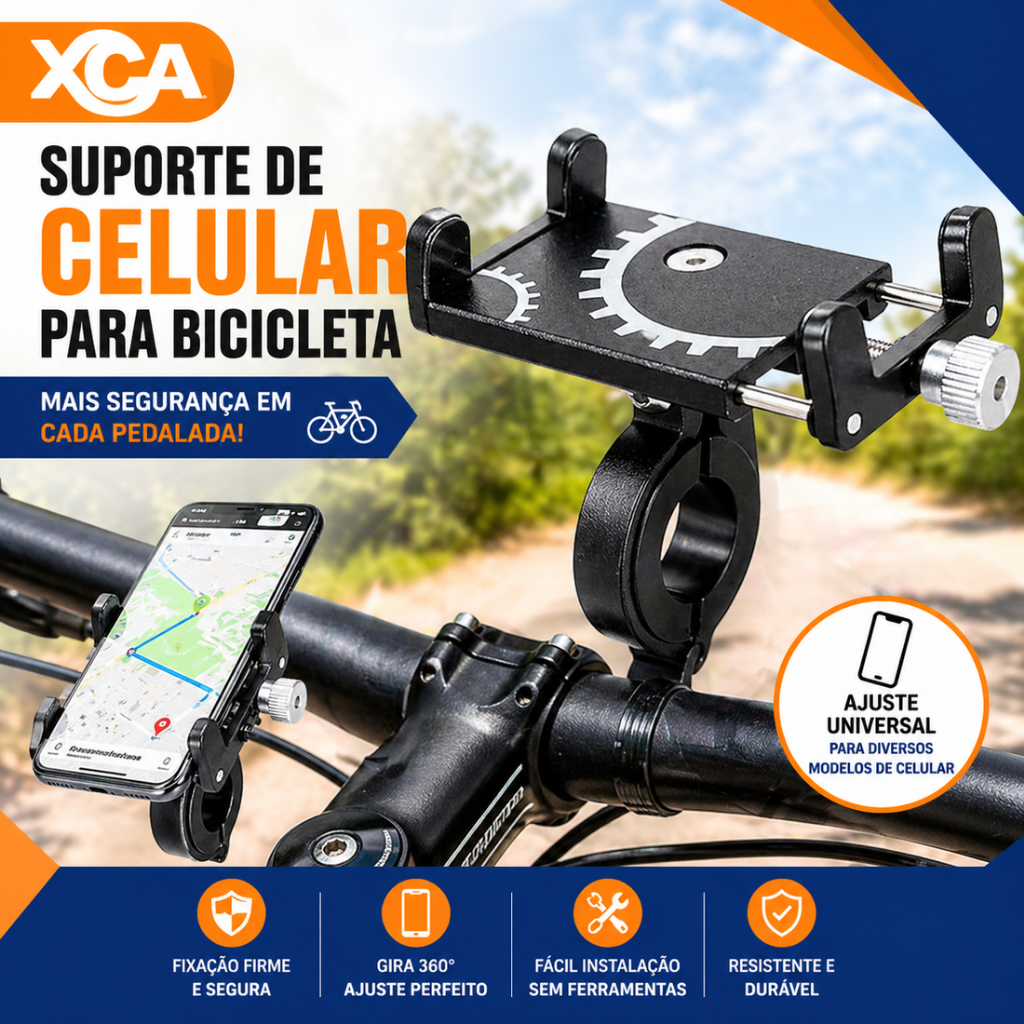 Suporte Celular Moto Bike Bicicleta Alumínio Ajustável 360° Guidão GPS Universal