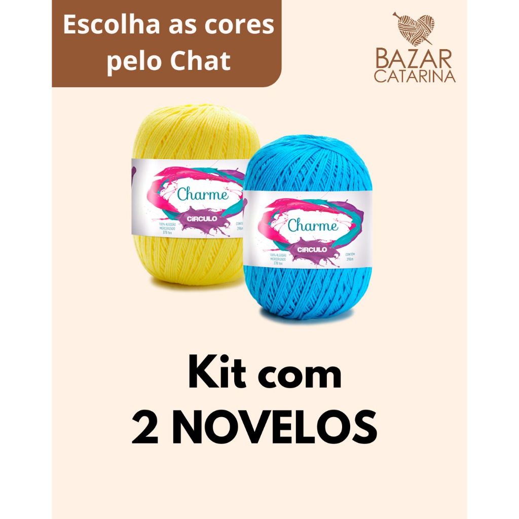 Fio Charme kit com 2 unidades linha para crochê Círculo