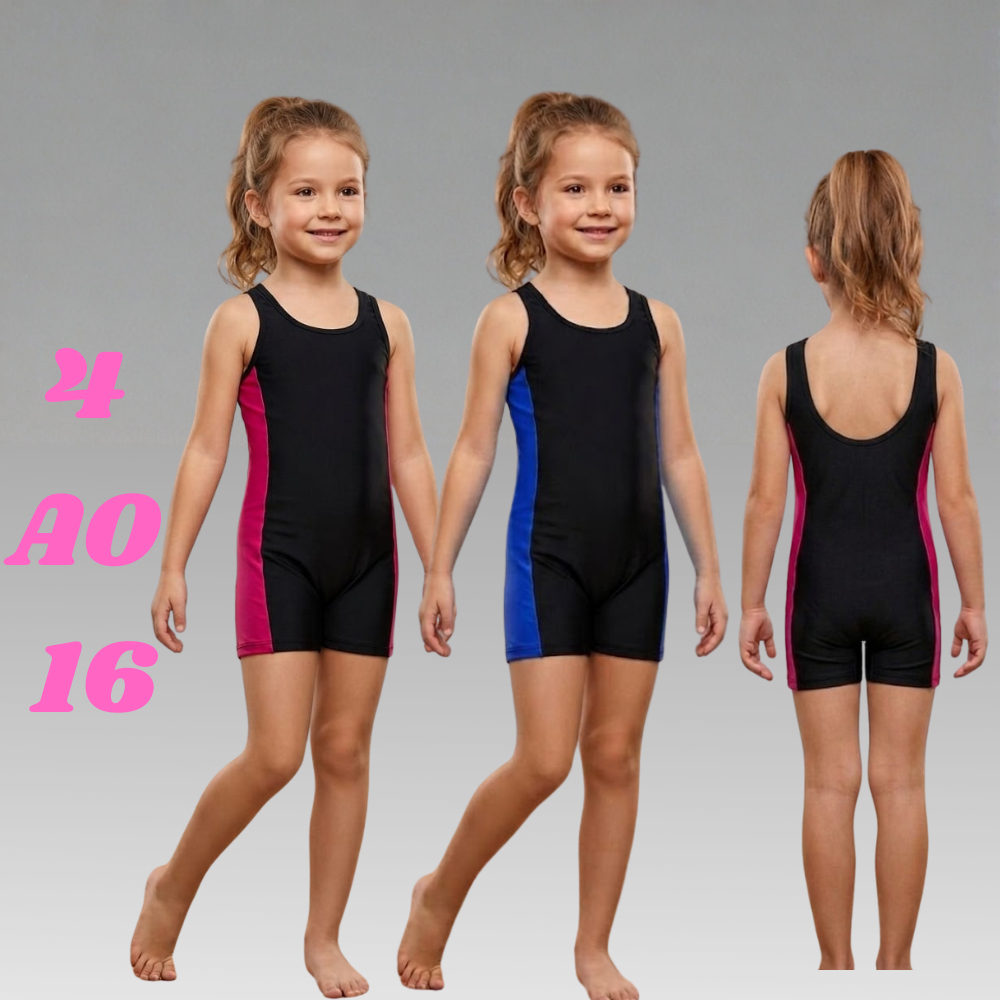 Maiô Infantil Feminino Macaquinho Juvenil para Hidroginástica Natação Praia em Suplex do 4 ao 16