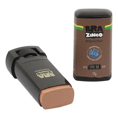 Protetor Solar Facial Brazinco Fps 50 Bastão Resistente Água 14g Bege Escuro
