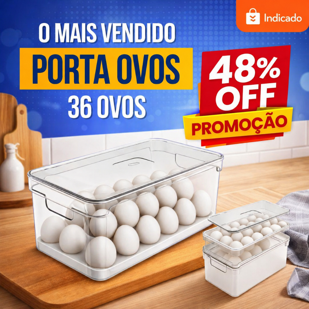 Organizador De Geladeira Porta Ovos Grande Com Tampa 36 un Acrílico Resistente Utensílios De Cozinha