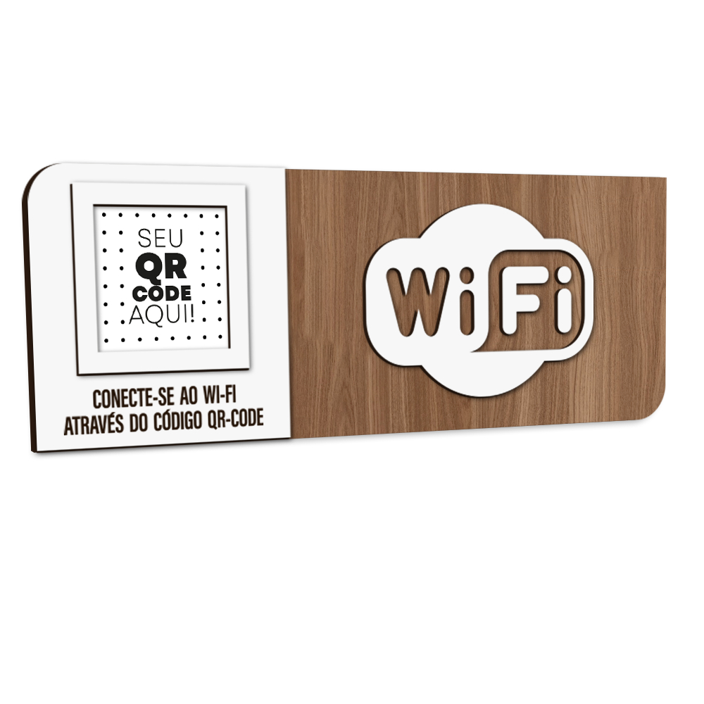 Placa Sinalização Indicativa Wi-Fi - QR-CODE - Lateral - Personalizada