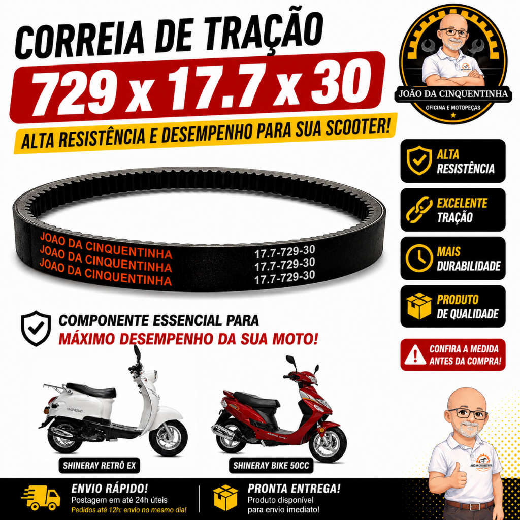 Correia De Tração 729X17.7X30 Shineray Bike 50cc Shineray Retrô EX 50cc