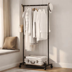 Cabideiro E Arara Para Guarda Roupas Portátil Com Rodinhas Prateleira E Sapateira Ideal Para Loja E Closet