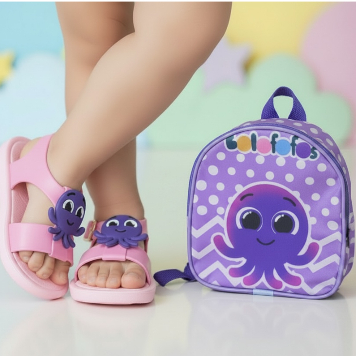 kit Sandália Infantil + Bolsa Menina Papete de Menina Criança Lançamento babuche  luxuosa BOLOFOFOS REF.4
