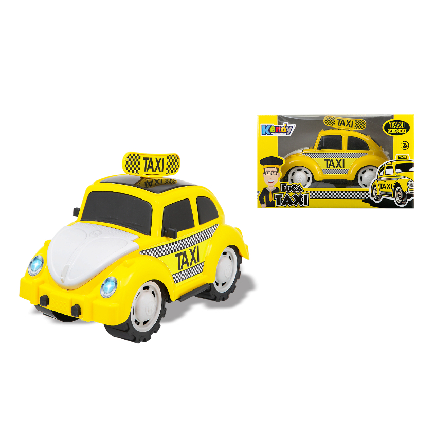 Carrinho Brinquedo Fusca Fuca Taxi Infantil 33cm | Capô Abre/Fecha | Caixa de Pr
