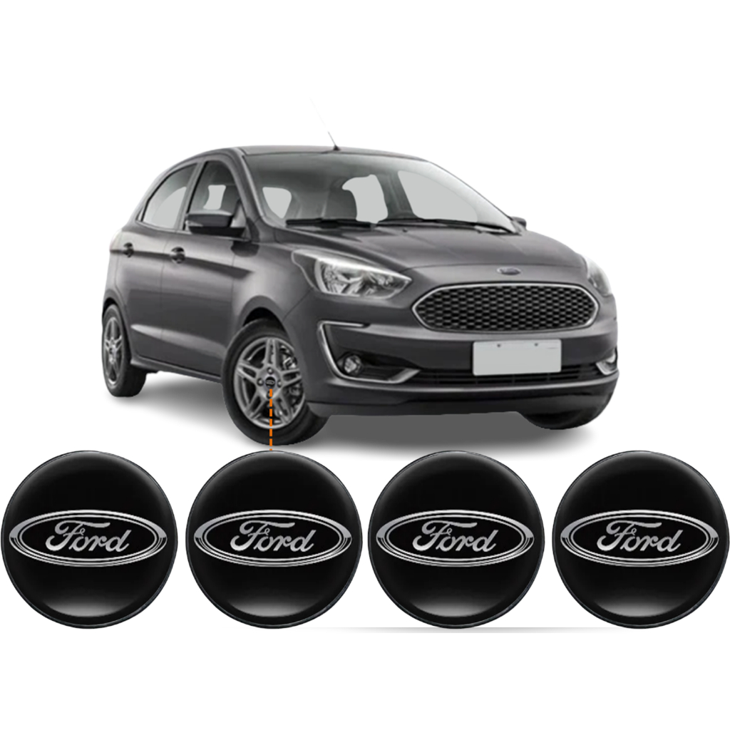 Calota Tampa Centro Miolo Roda 55mm Preto Ford Ka Fiesta Focus EcoSport