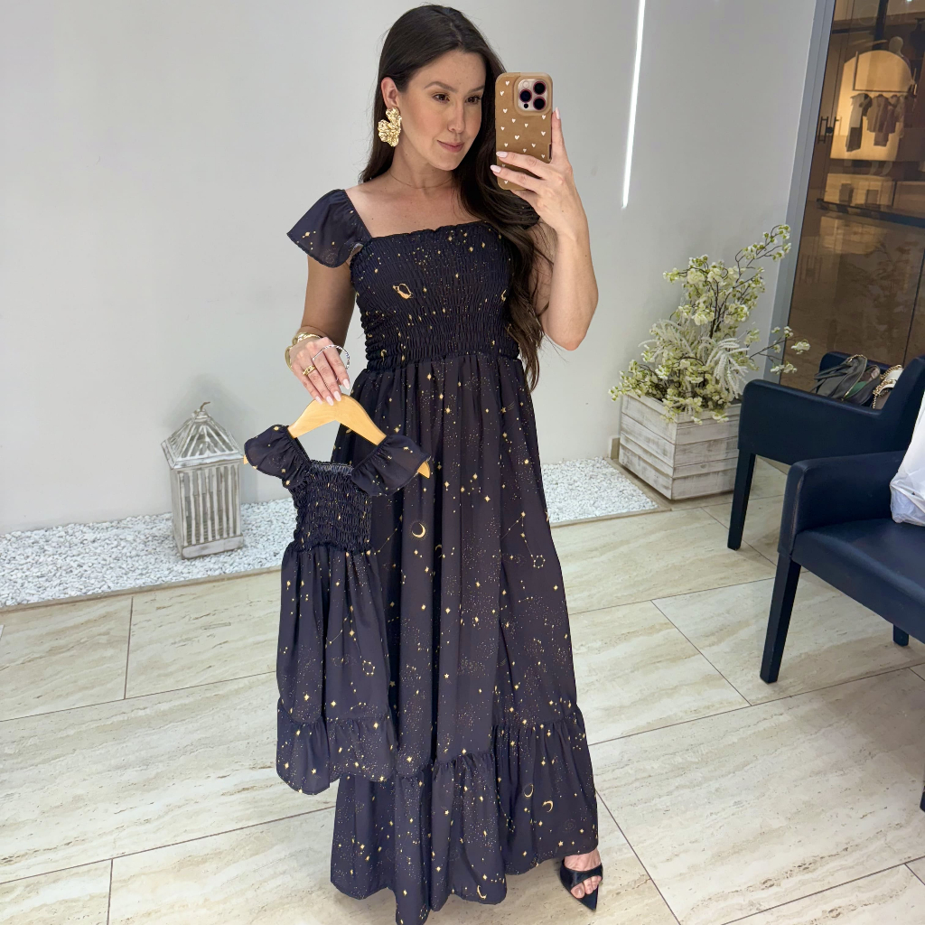 Vestido Longo Tal Mãe Tal Filha | Roupas Iguais Mãe e Filha | Conjunto Combinando Família | Look Harmônico Mãe e Filha