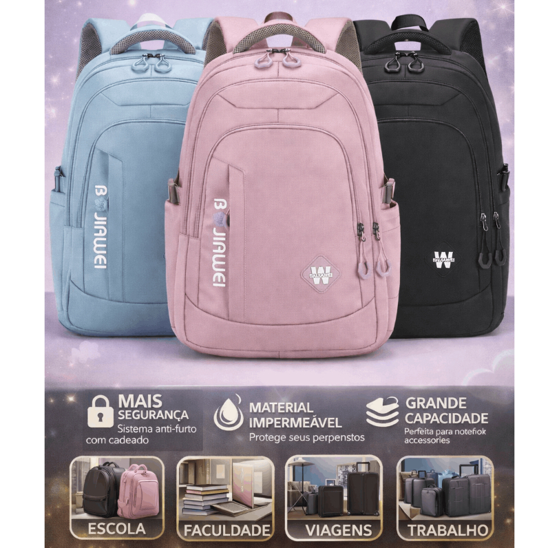 Mochila Feminina Coreana casual e leve para estudantes do ensino médio Impermeavel