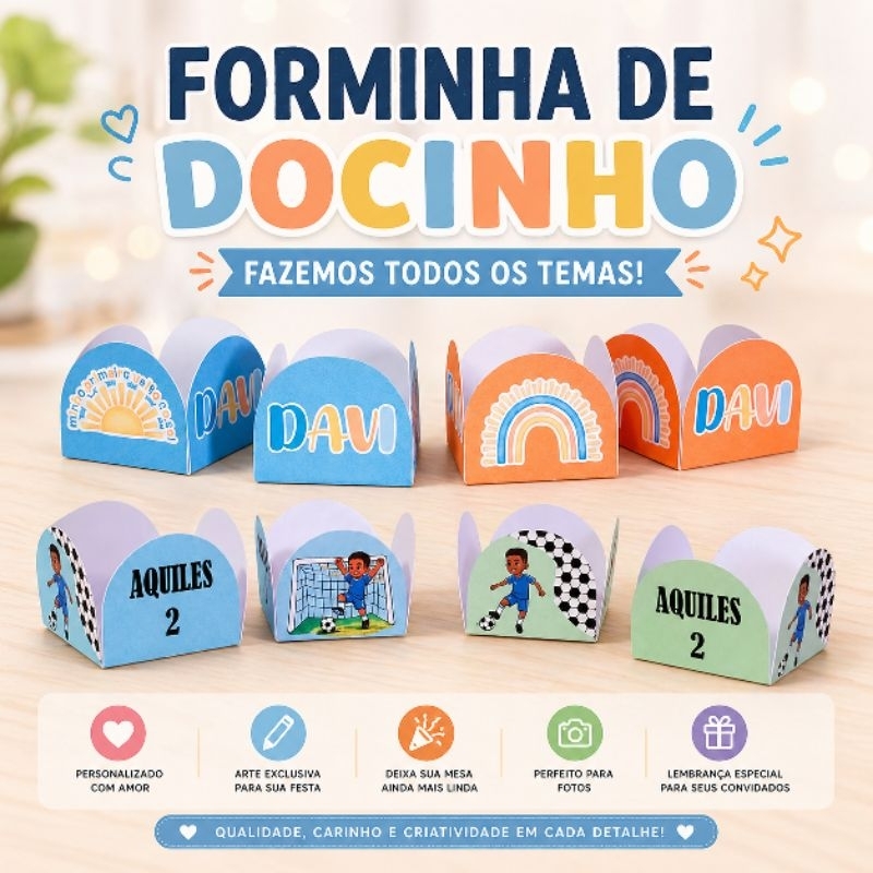 Forminhas de Docinho Personalizadas - 4 Pétalas - 3x3cm - fazemos TODOS OS TEMAS!