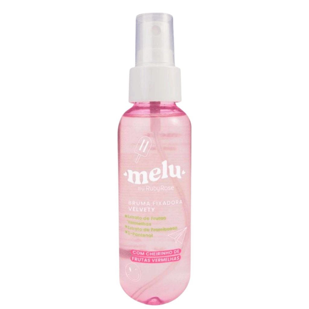 Bruma fixadora velvety melu ruby rose 100ml Equilíbrio Entre Fixação E Acabamento Aveludado