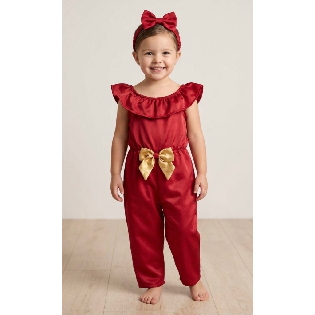 Roupa de Natal menina ; Macacão Infantil vermelho ; Roupa Infantil de Natal ; Roupa de Natal infantil