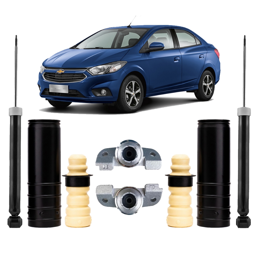 Par De Amortecedor + Kit Coxim Traseiro Chevrolet Prisma - 2013 A 2019