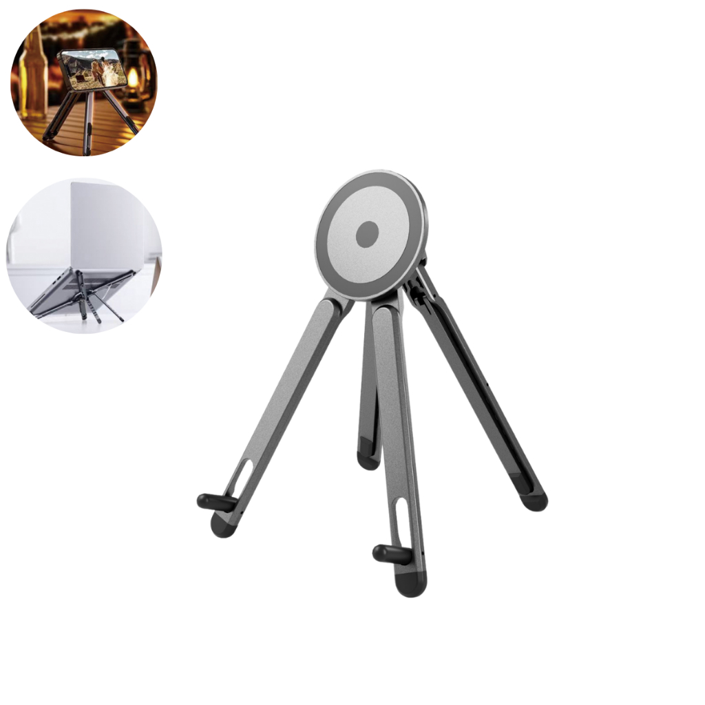 Suporte Universal Alumínio Dobrável Portátil Magnética Para Notebook Tablet E Celular