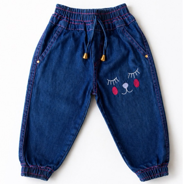 Calça infantil Jeans de menina Jogger  Bordada Feminina – Menina | Confortável, Flexível e Estilosa