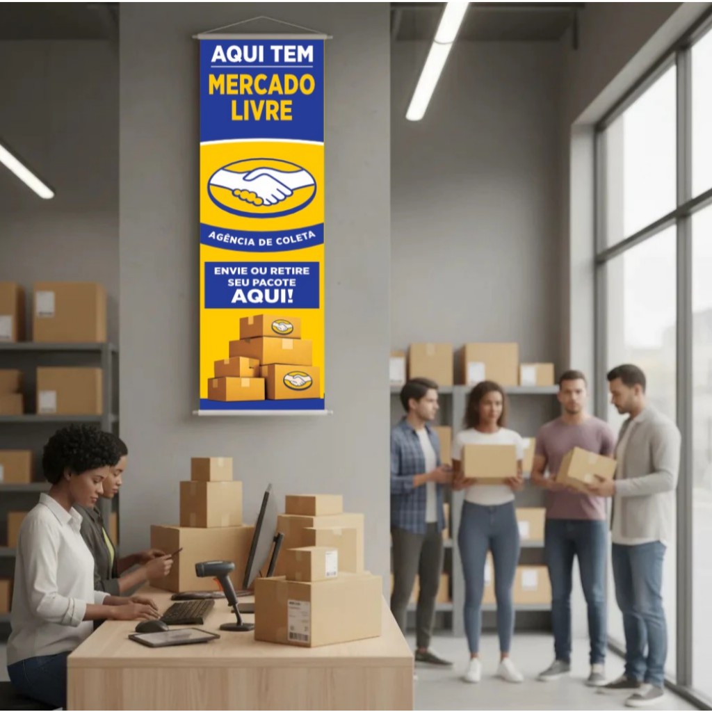 Banner Ponto De Coleta Mercado Livre Lona Especial 30x100cm