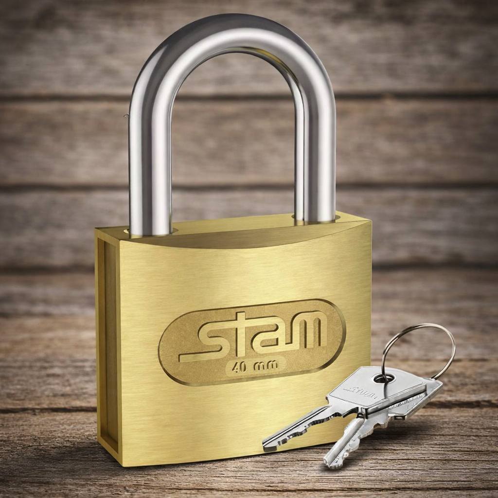 Cadeado Stam Original Cadeado Resitente Stam Cadeado Latonado Portões Segurança 25mm - 45mm - Stam
