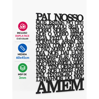 Pai Nosso Católico Quadro Decorativo Dupla Face Sem Furo para Parede Oração Religiosa Cristã
