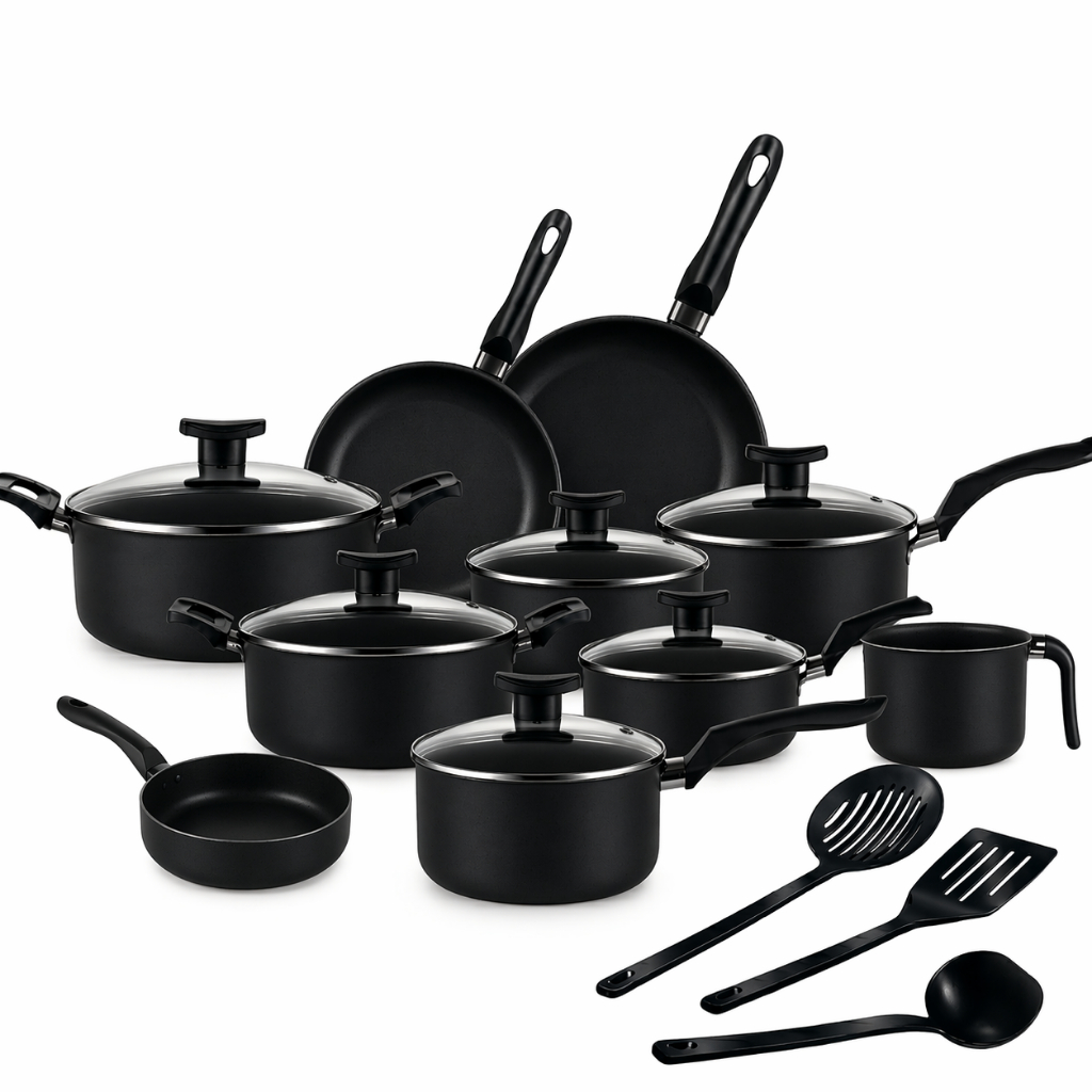 Jogo Panelas 13 Peças Antiaderente Conjunto Kit Frigideira Caçarola Fervedor Cozinha Completa