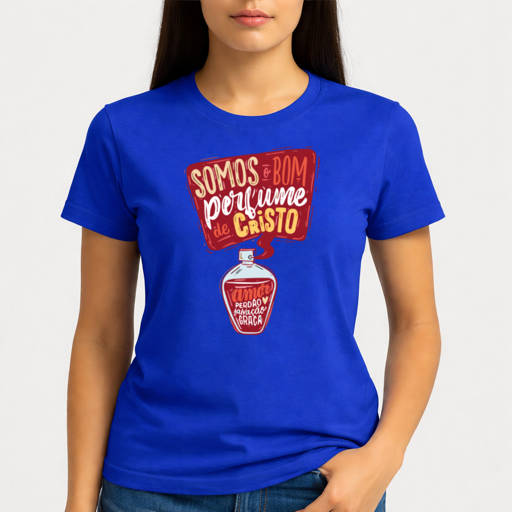 Camiseta Feminina Bom Perfume Crista Blusa Feminina Camiseta Cristo
