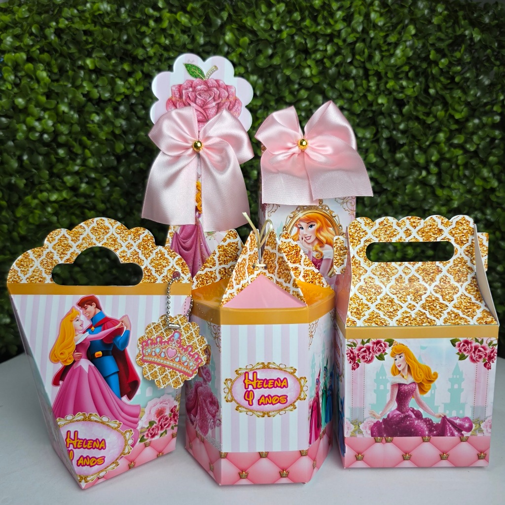 Kit Caixa Montada PRINCESA AURORA - Personalizados - Festa infantil - Aniversário - Lembrancinha