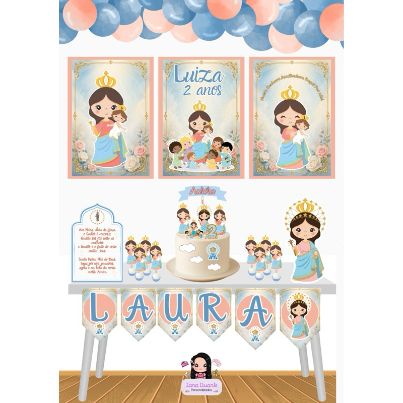 KIT SÓ UM BOLINHO NOSSA SENHORA AUXILIADORA - Kit Festa Personalizado - Aniversário Infantil - Mêsversario