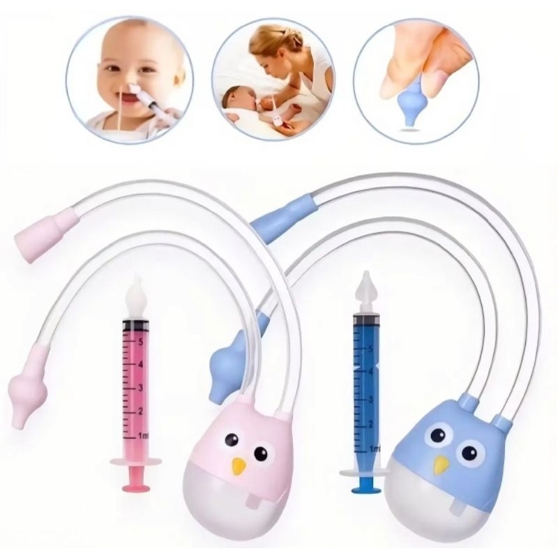 Seringa Lavagem Nasal E Aspirador Nasal Coruja Em Silicone Higiene Nasal Bebê Sugador Meleca
