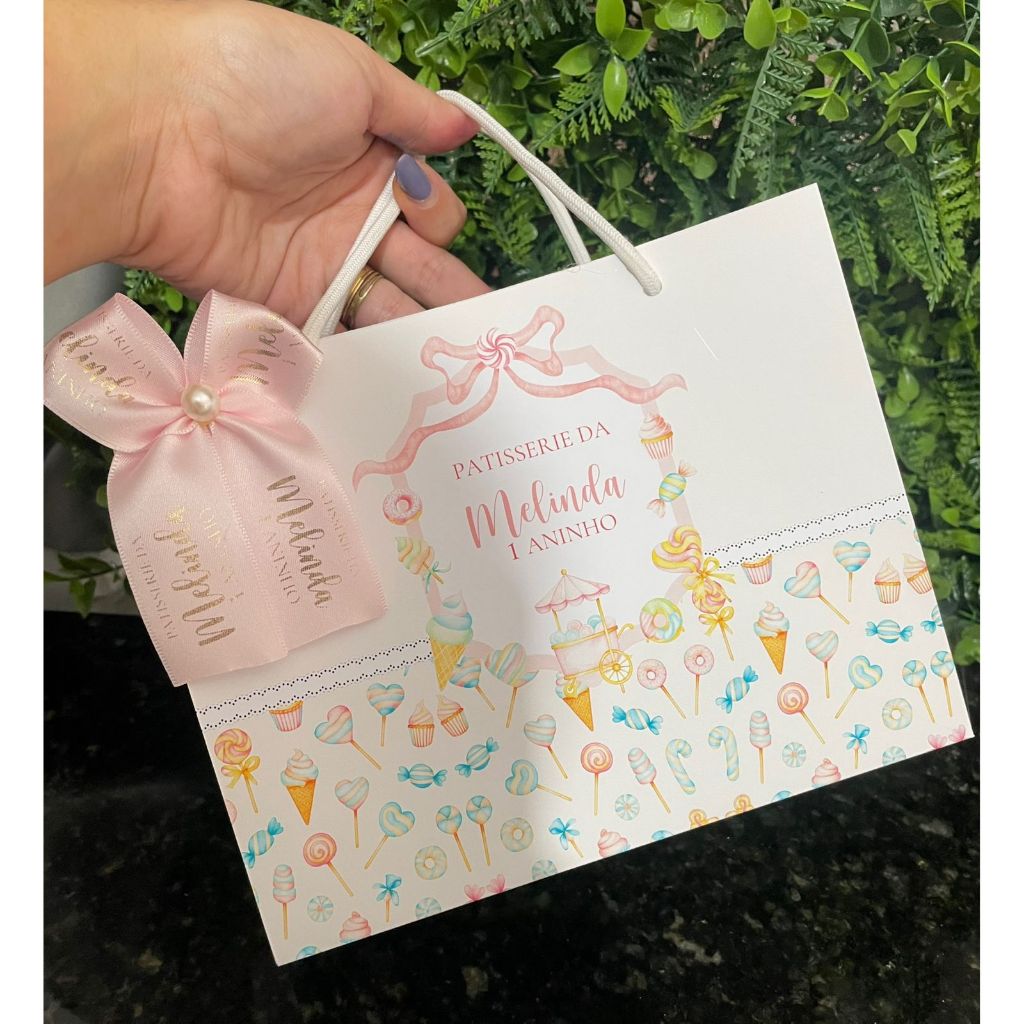 PEGUE E MONTE Sacolinha Surpresa Personalizada Mundo Doce Confeitaria | Lembrancinhas | Festa Aniversário | Lancheirinha