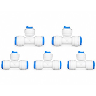 Kit 5 Conector T Engate Rápido Mangueira 1/4 – Filtro, Purificador, Aquário e Osmose Reversa