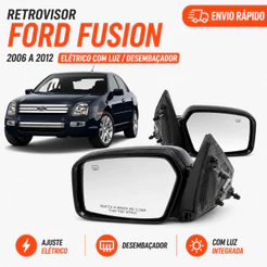 Retrovisor Eletrico Ford Fusion 2006 2007 2008 2009 2010 2011 2012 Com Luz Com Desembaçador