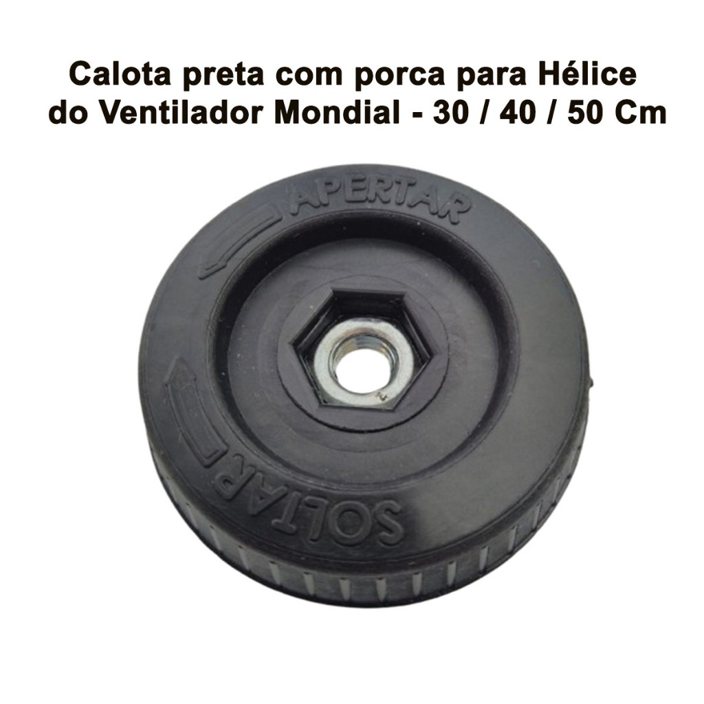 Trava calota  da Hélice compatível para Ventilador Mondial VSP40  VT-41 VSP-30 VSP-40C-NB NVT-40C-8P-B VTX-40 preta