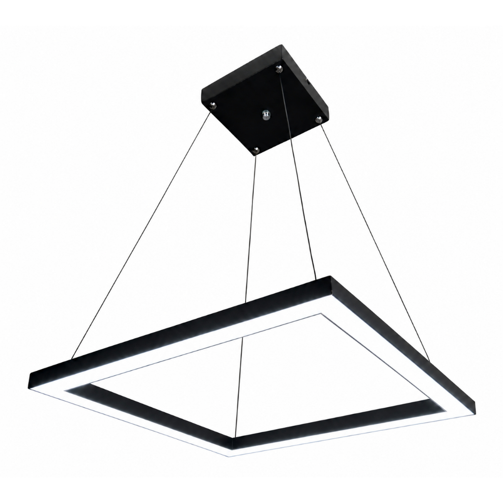Luminaria Pendente Quadrado Perfil Alumínio 60x60cm Led Branco Integrado 43w