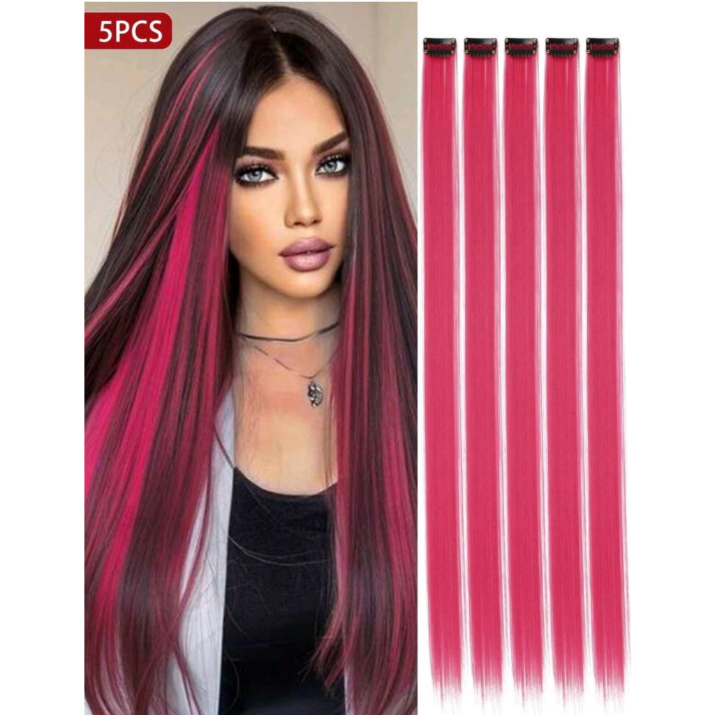 Mechas Rosa Pink tic tac de fibra orgânica possui 70 cm de comprimento suporta chapinha e babyliss Rosa Penelope