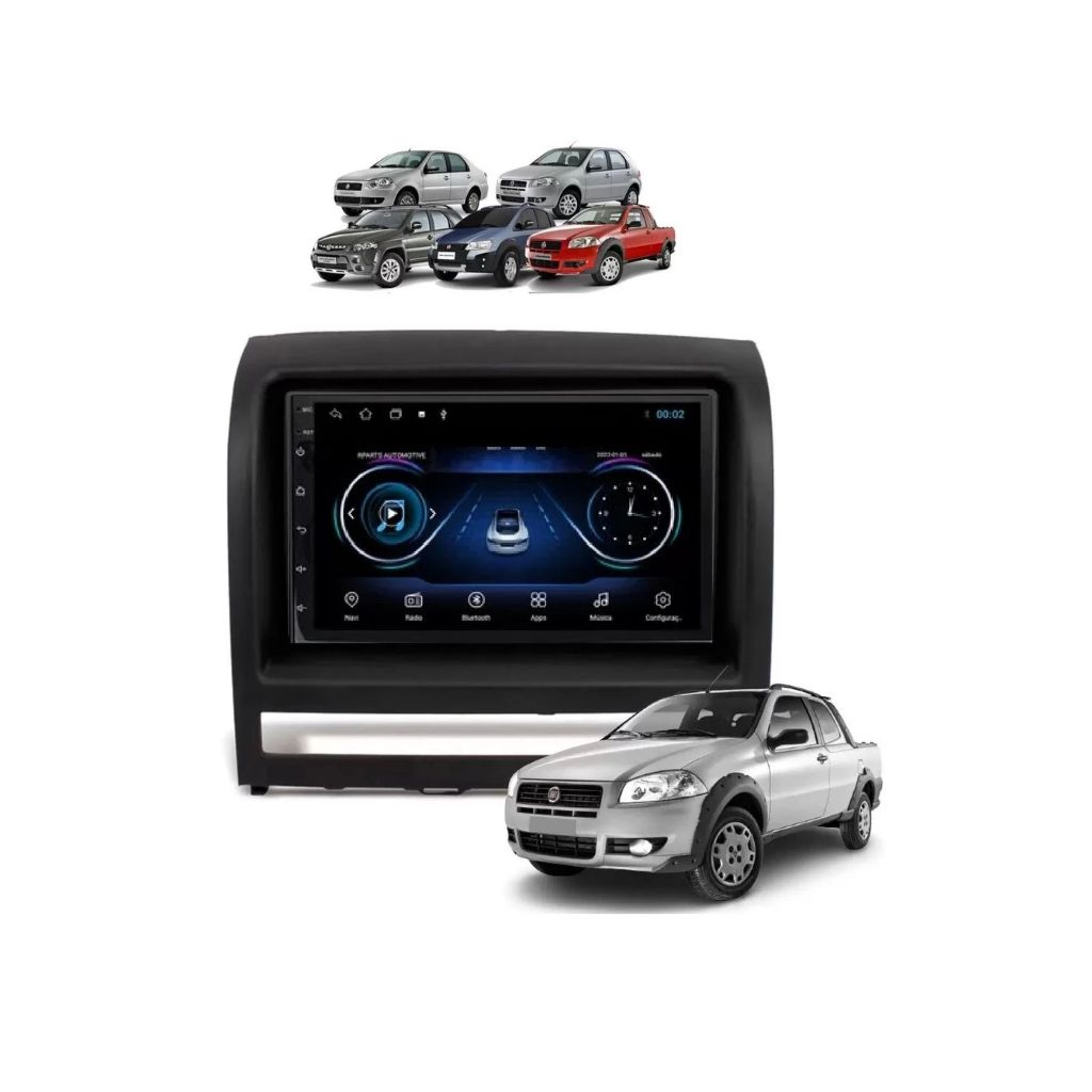 Kit Multimidia Strada Siena PALIO El Elx 2005 a 2011 7 Pol Carplay AndroidAuto Sem Fio