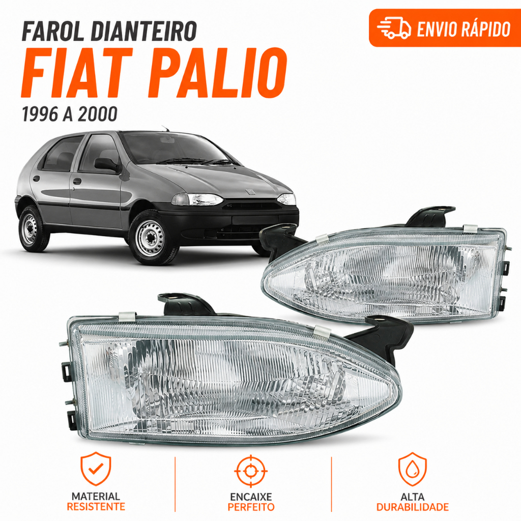 Par Farol Fiat Palio 1996 1997 1998 1999 2000 Lente Policarbonato