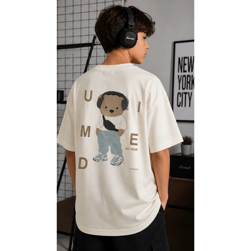 Camiseta Oversized Streetwear Masculina Estampada Bear Moda Gringa 100% Algodão