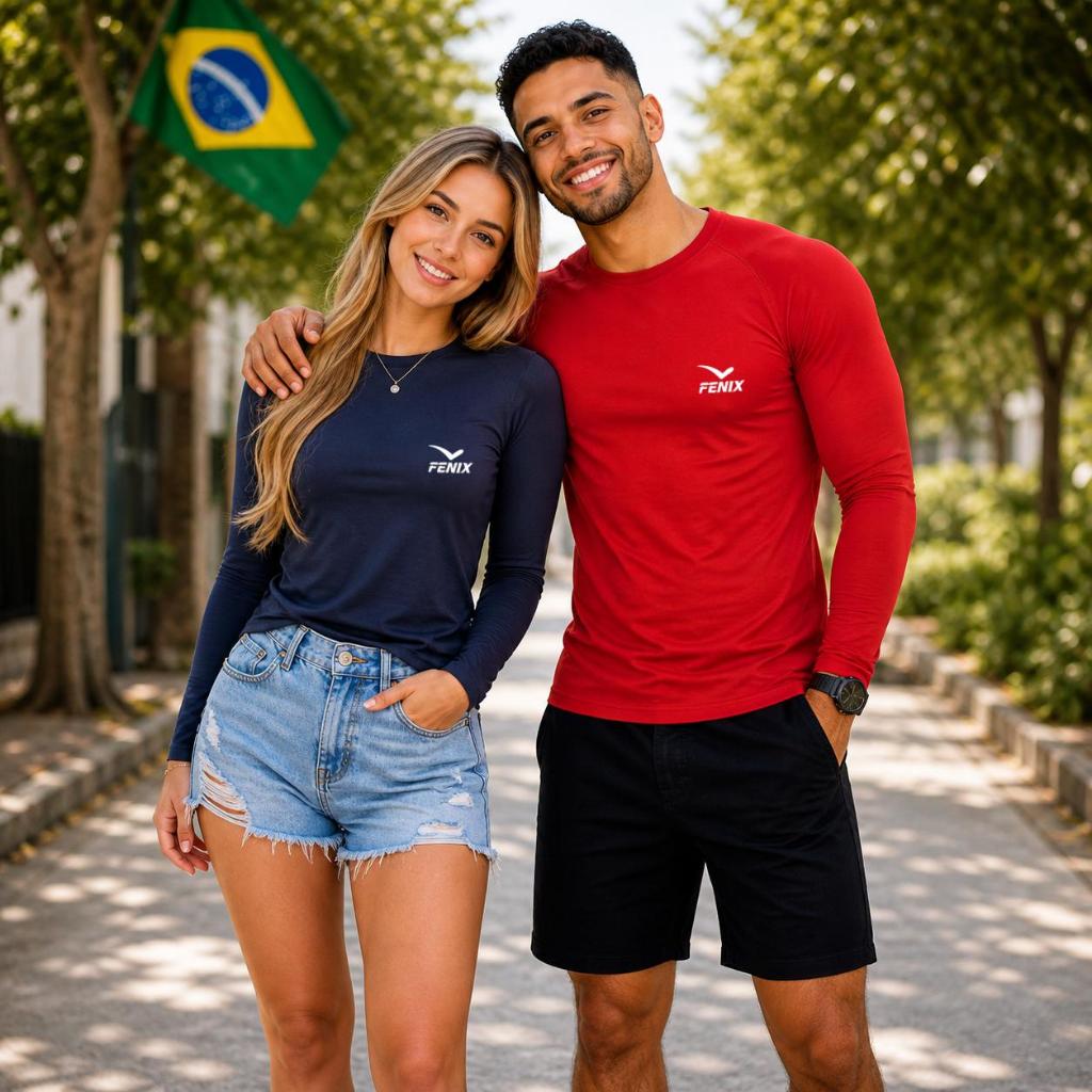 Kit com 2 camisas térmicas com proteção solar UV 50+