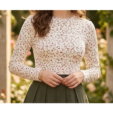 Cropped da SHEIN Privé Boho Floral com Renda na Gola  Laço Contraste | Tam P