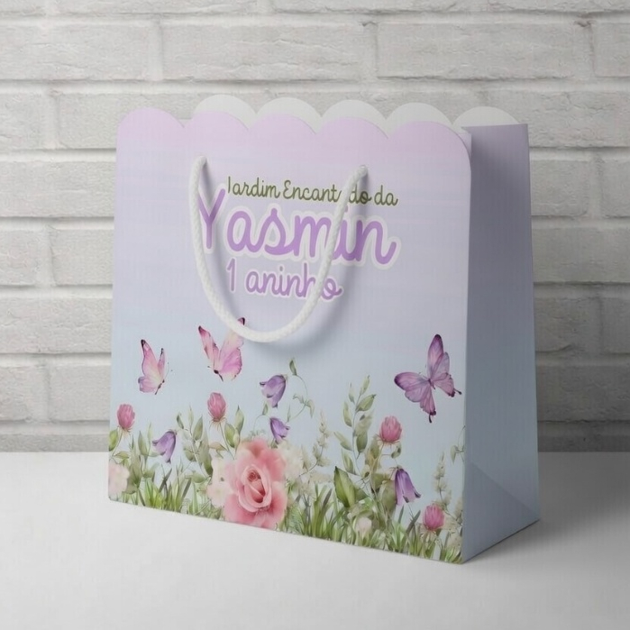 Sacolinha Personalizada Jardim Encantado Lembrancinha Festas Aniversário Infantil (PEGUE E MONTE) Com Alça